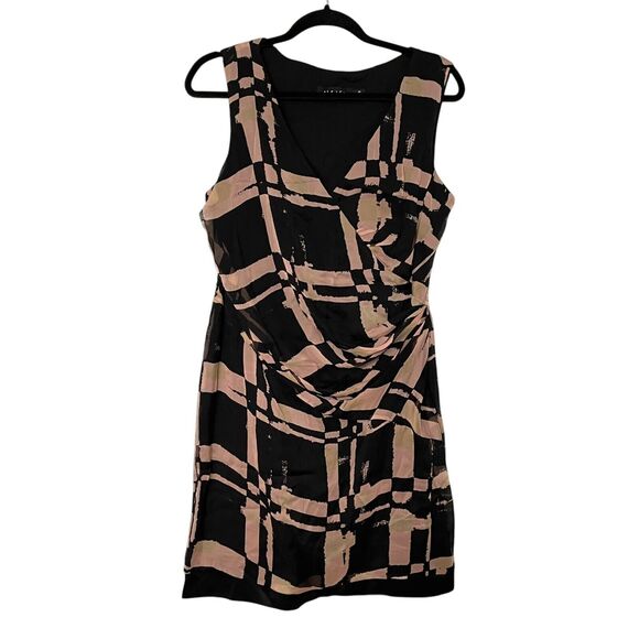 Iris Setlawke Silk Faux Wrap Sleeveless Dress Black and Mauve Size 10 - Picture 1 of 7